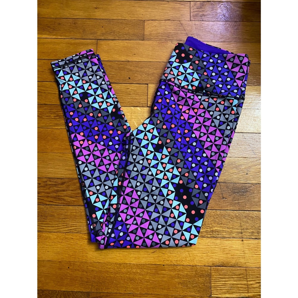VSX Victorias Secret Sport Knockout Tight Geometric Polka Dot Leggings Purple M